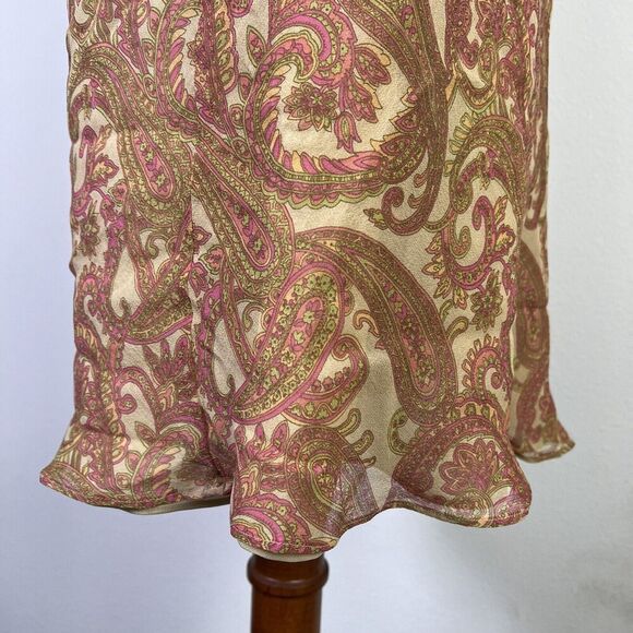 Finity Naturals 100% Silk Boho Skirt Midi Length Size 4 Paisley Yellow/Pink - Picture 11 of 14